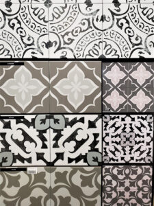 Ceramic porcelain and natural stone tile options for kitchens and bathrooms in Modesto CA